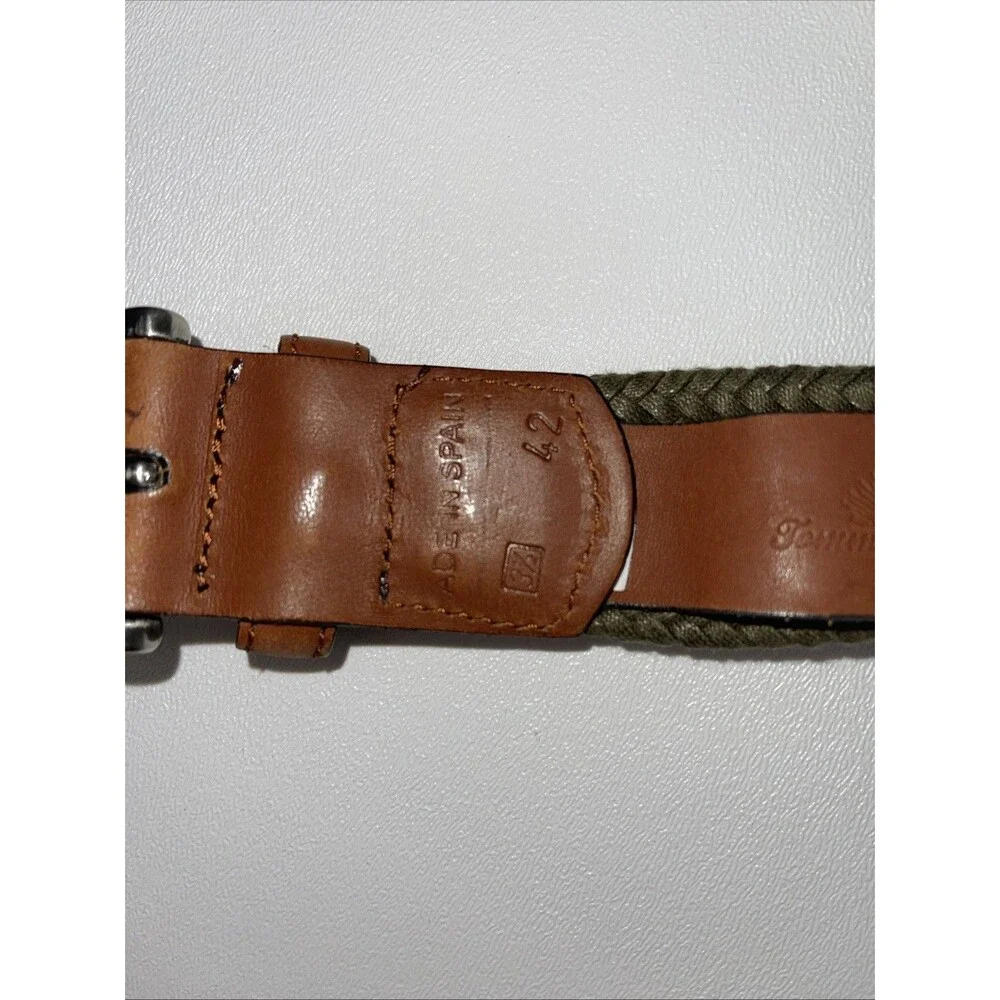 Men Belt Tommy Bahama Mens Canvas Leather Belt Green Brass Buckle Sz 42